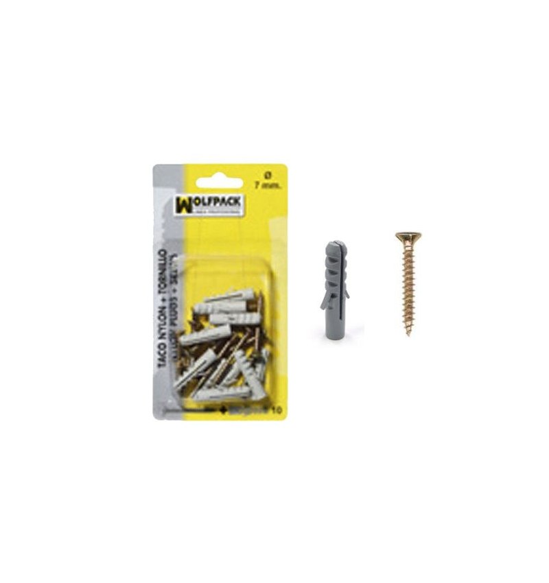 Taco Nylon+Tirafondo  10 mm. ( 5 Piezas)