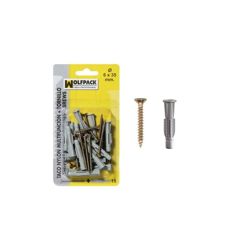 Taco Multiacción+Tornillo MU  6x45 mm. (15 Piezas)