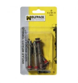 Anclaje Metálico Tornillo 8x 80/10 mm. (3 Piezas)