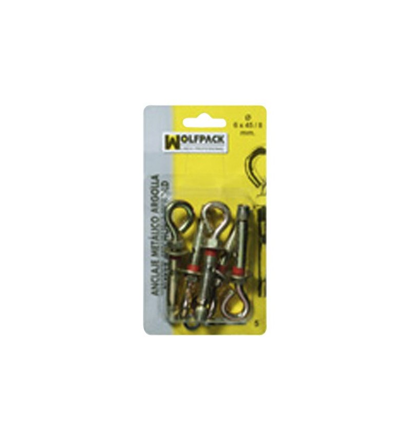 Anclaje Metálico Argolla 6x 45/ 8 mm. (5 Piezas)