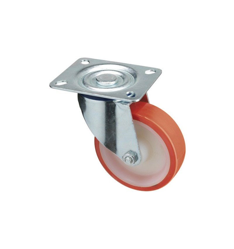 Rueda Industrial Poliuretano Placa 125 mm.