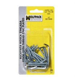 Alcayatas Rosca Zincada  4,0 / 20x80 mm. (Blister 15 Piezas)