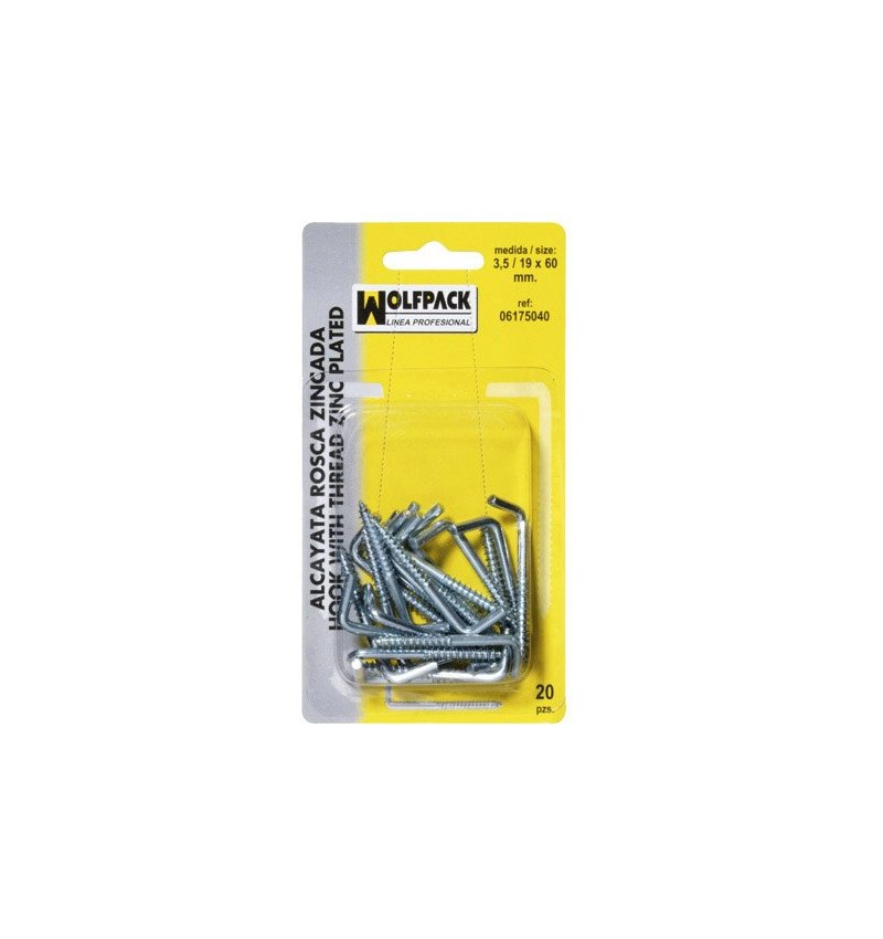 Alcayatas Rosca Zincada  4,0 / 20x80 mm. (Blister 15 Piezas)