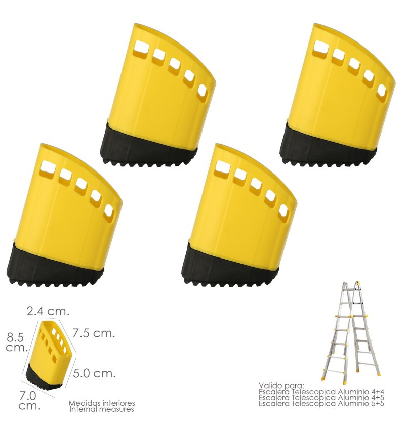 Contera Escalera Telescópica Aluminio Juego 4 Piezas