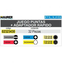 Juego Puntas Maurer Con Adaptador Rápido 32 Piezas