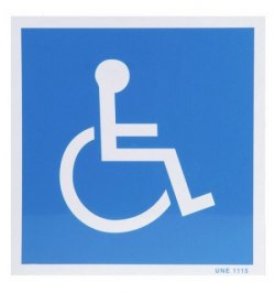 Cartel Minusvalidos Azul blanco  21x21 cm.