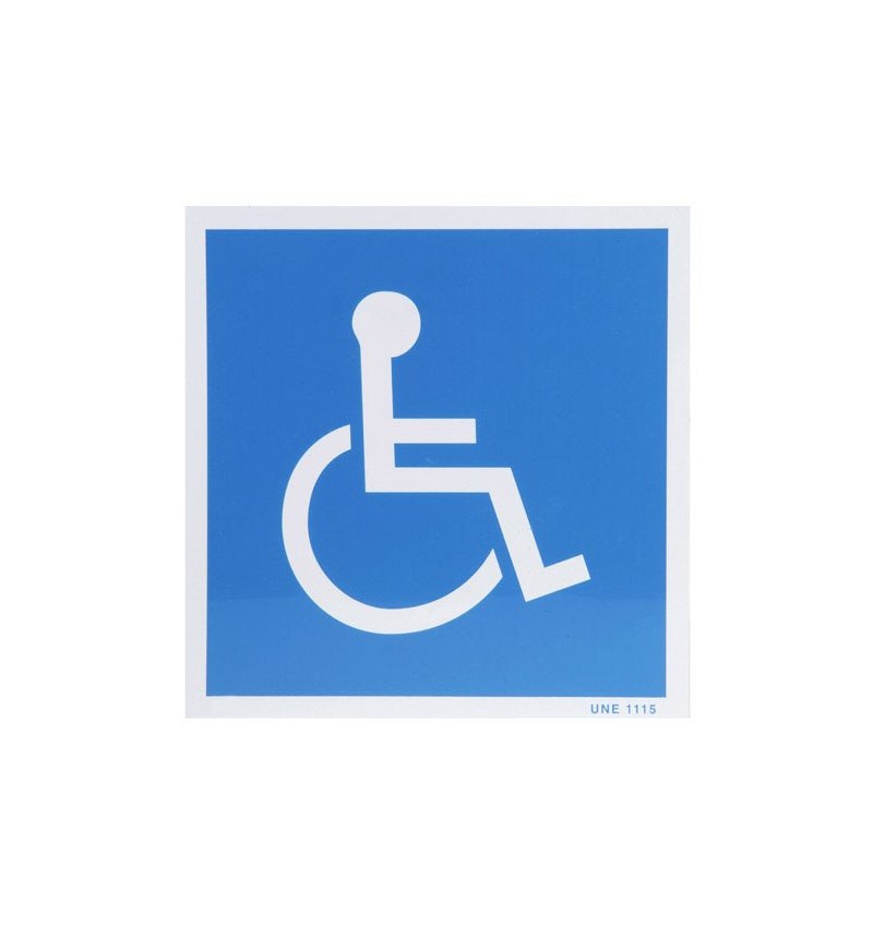 Cartel Minusvalidos Azul blanco  21x21 cm.