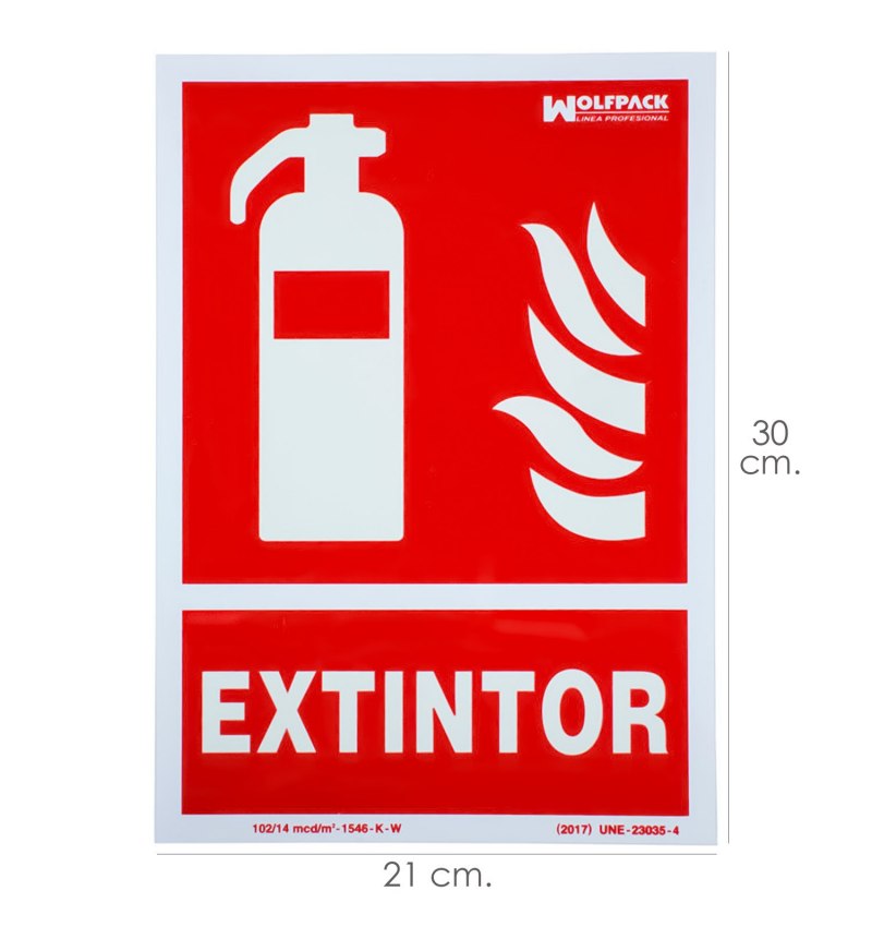 Cartel / Señal Fluorescente Extintor 30x21 cm.