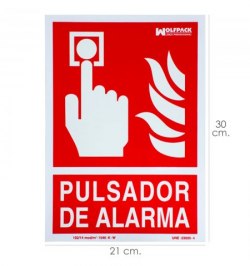 Cartel / Señal Fluorescente Pulsador Alarma 30x21 cm.