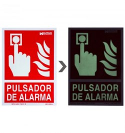 Cartel / Señal Fluorescente Pulsador Alarma 30x21 cm.