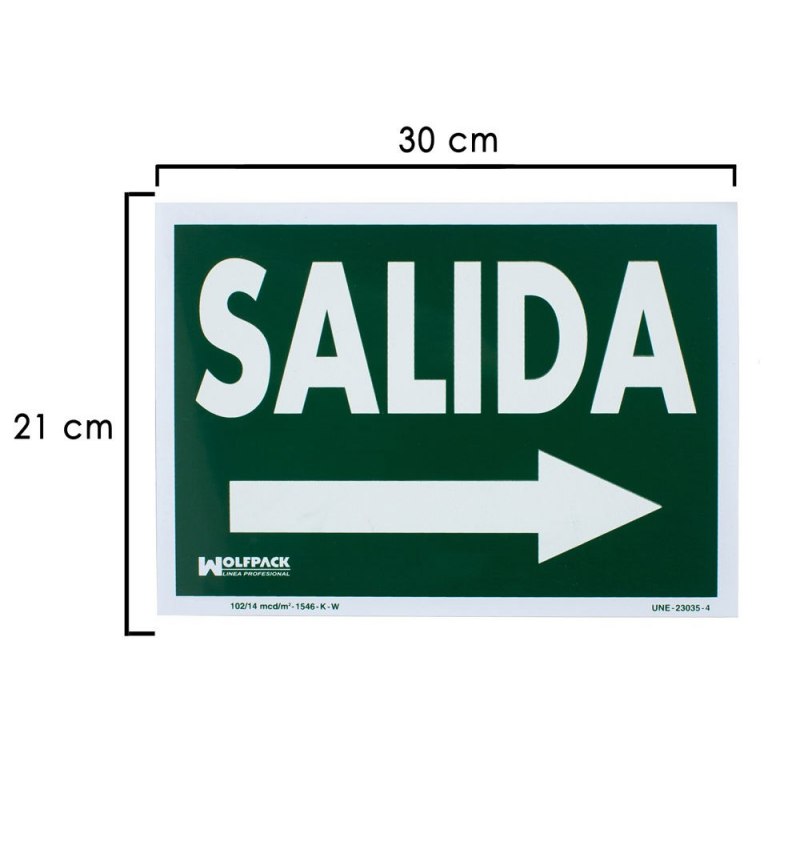 Cartel / Señal Fluorescente Salida A Derecha 21x30 cm.