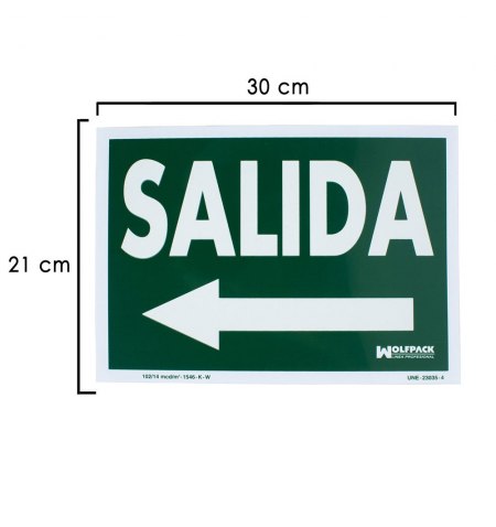 Cartel / Señal Fluorescente Salida A Izquierda 21x30 cm.