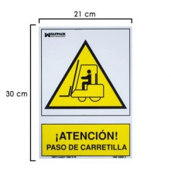Cartel Atencion Paso Carretilla 30x21 cm.