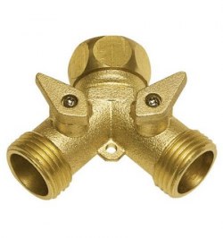 Adaptador Manguera Laton 2 Tomas  Macho 3/4 - Hembra 3/4