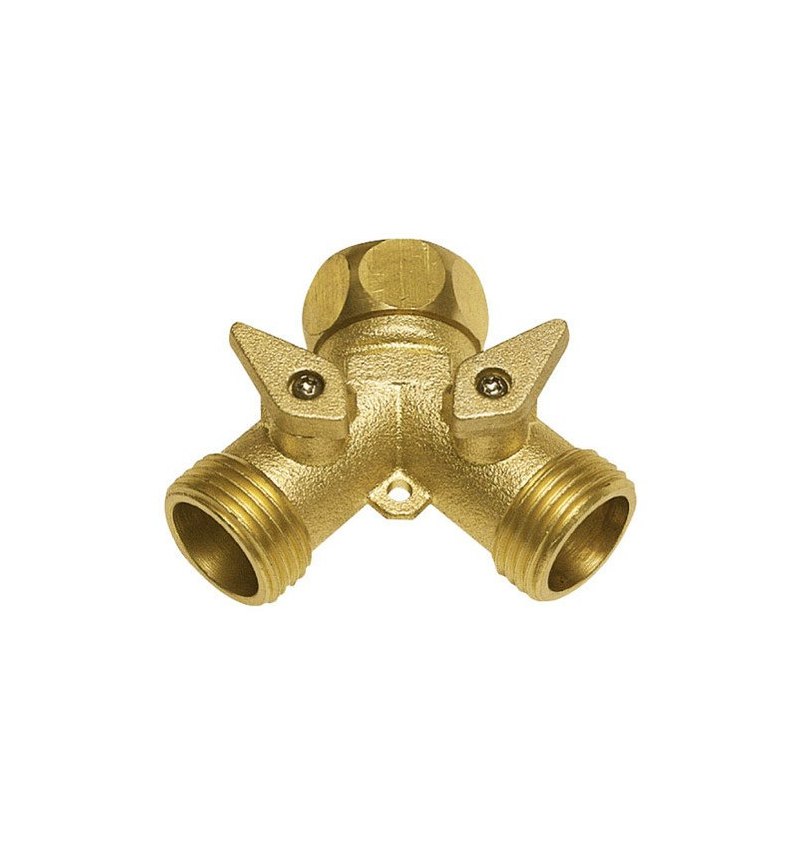 Adaptador Manguera Laton 2 Tomas  Macho 3/4 - Hembra 3/4