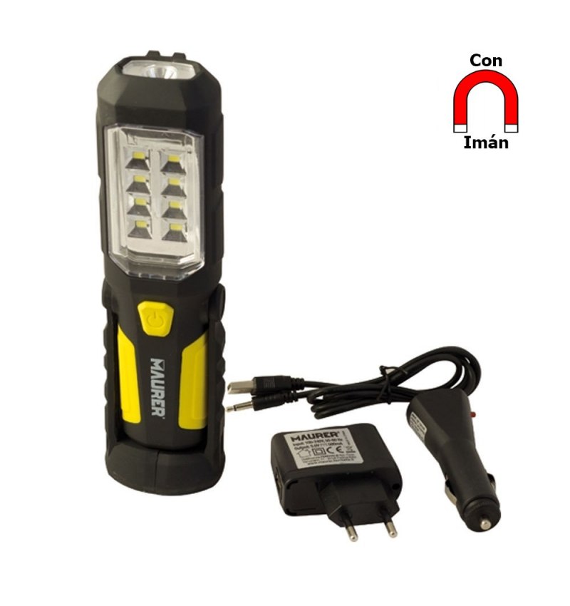 Linterna Led Recargable 8 Led Mas 1 Led Frontal (250 Lumenes)