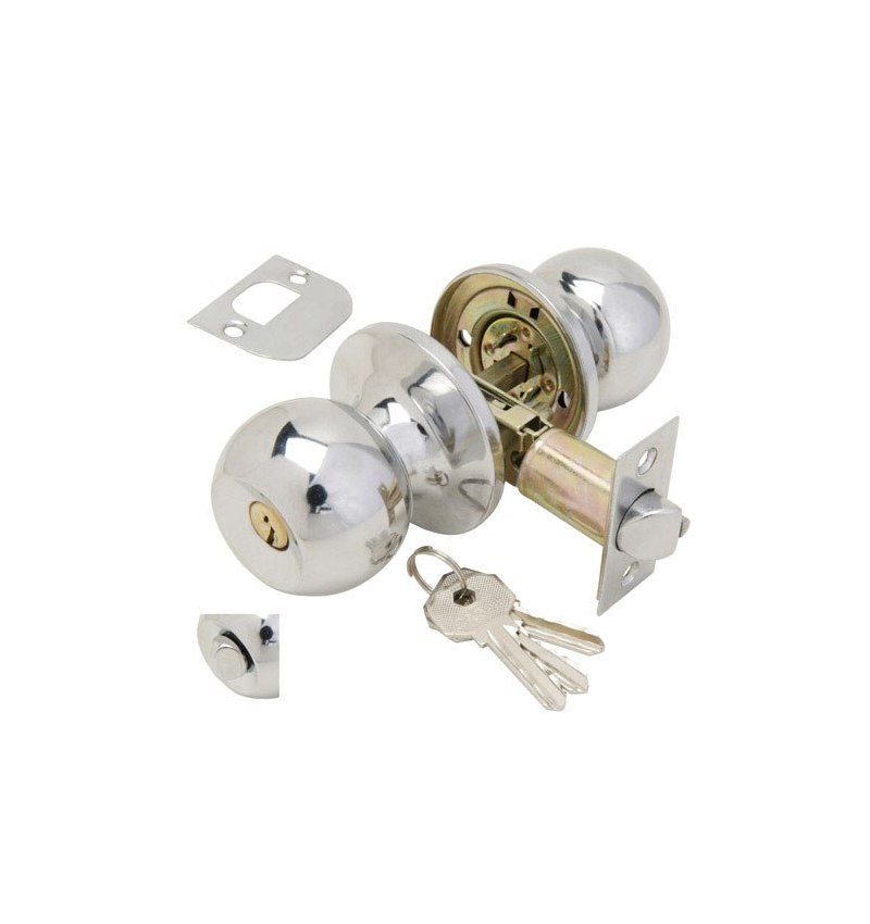 Pomo Puerta Wolfpack Con Llave Con Condena Cromado Para Entrada