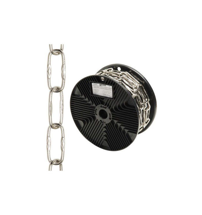 Cadena Decorativa Grabada Plateada 4,0x46 mm. Rollo 20 metros