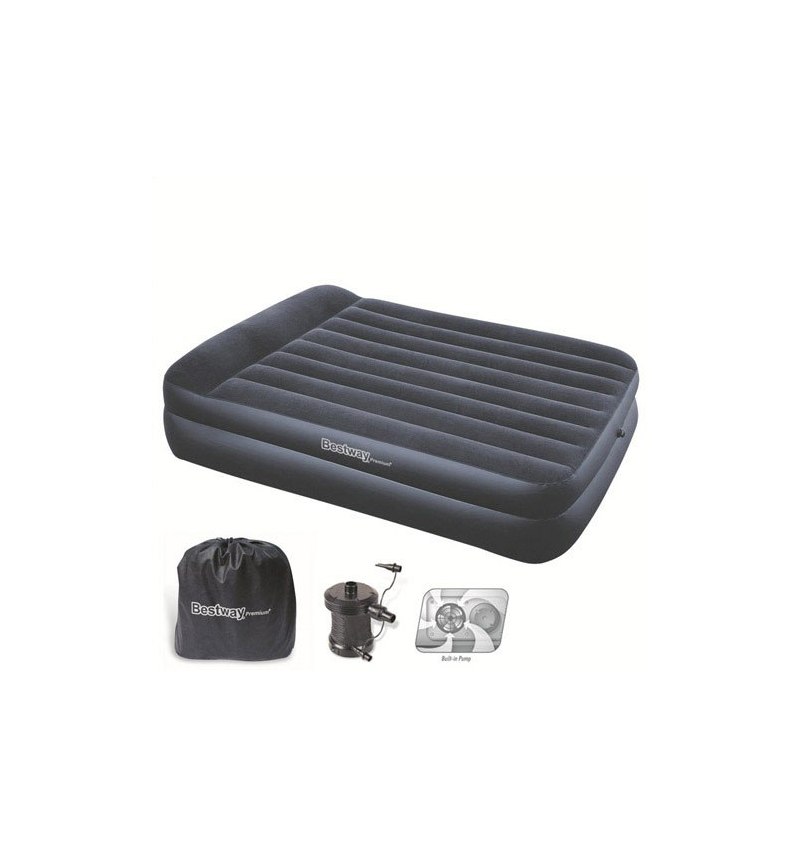 Cama Inflable Doble Con Bomba Exterior 220 V. 203x152x48 cm.