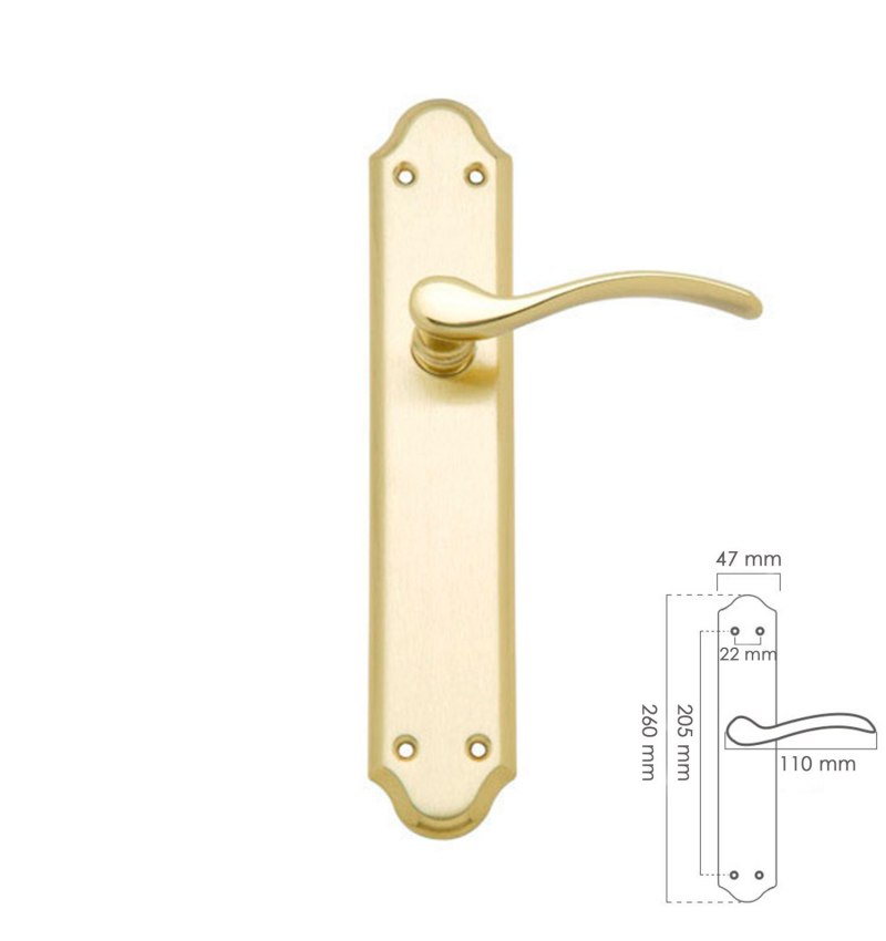 Juego Manivelas Para Puertas, Laton  Pulido Satinado  "Oryx Isabel"