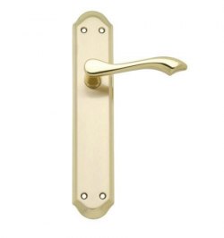 Juego Manivelas Para Puertas, Laton Pulido Satinado "Oryx Aurora"