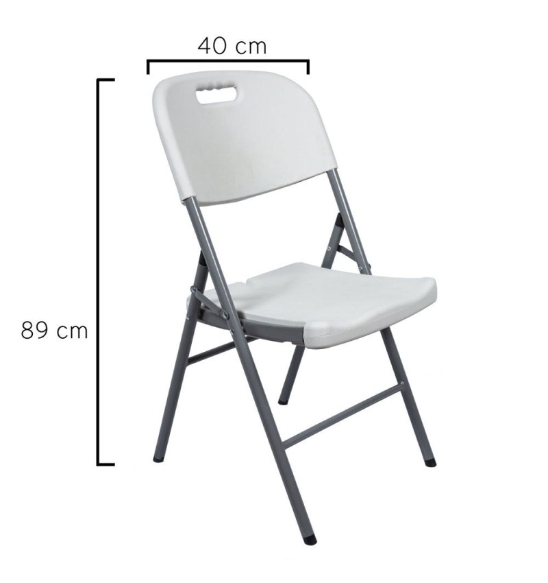 Silla Plegable, Blanca, Con Agarre, Medidas 47x42x88cm