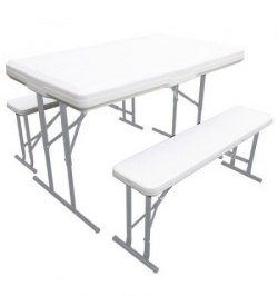 Conjunto Plegable Mesa con 2 Bancos