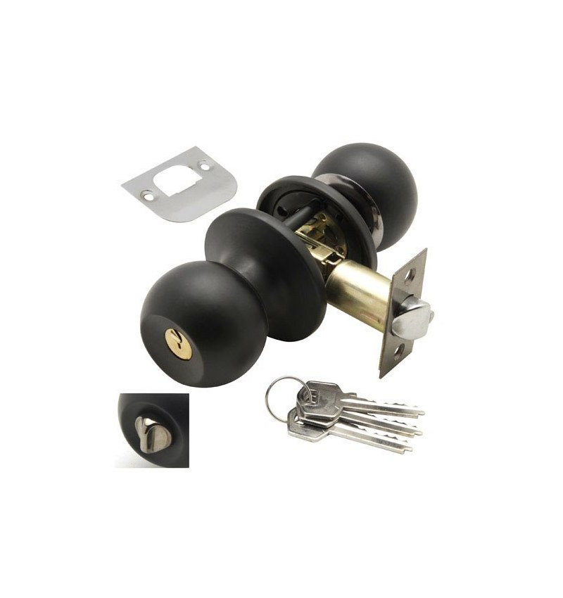 Pomo Puerta Wolfpack Con Llave Con Condena Negro Para Entrada