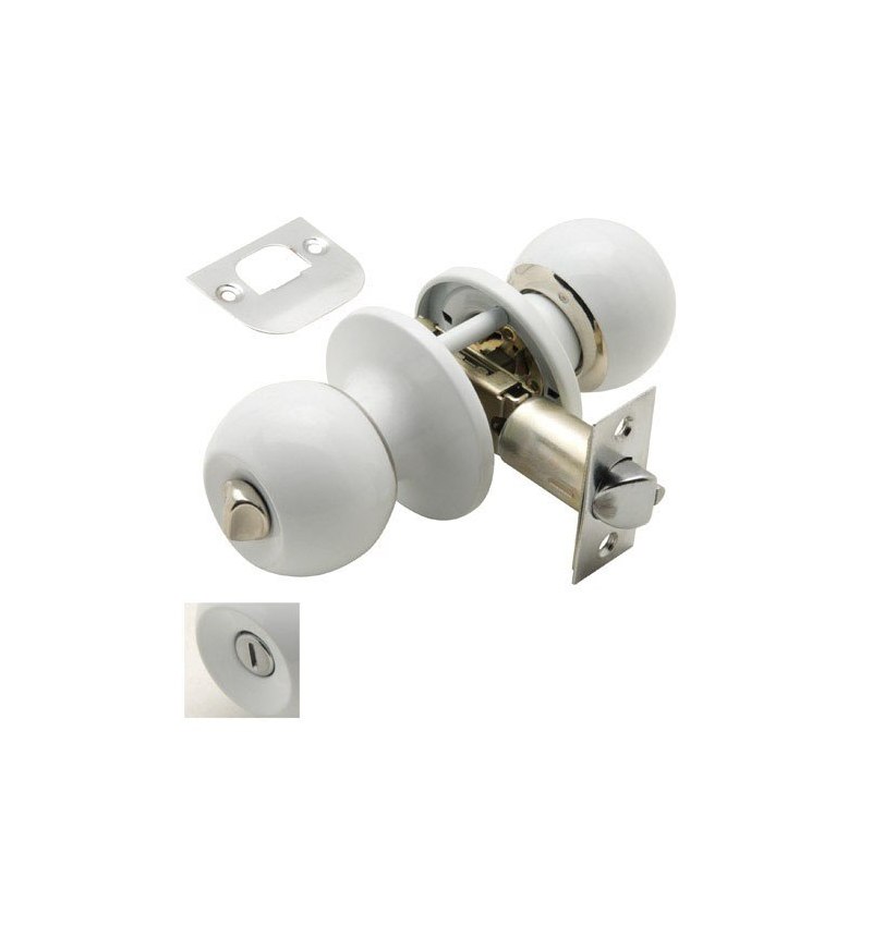 Pomo Puerta Wolfpack Con Condena Blanco Para Baño