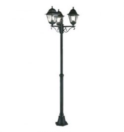 Farol Jardin Extensible Con Columna 3 Faroles 2 Metros  Negro