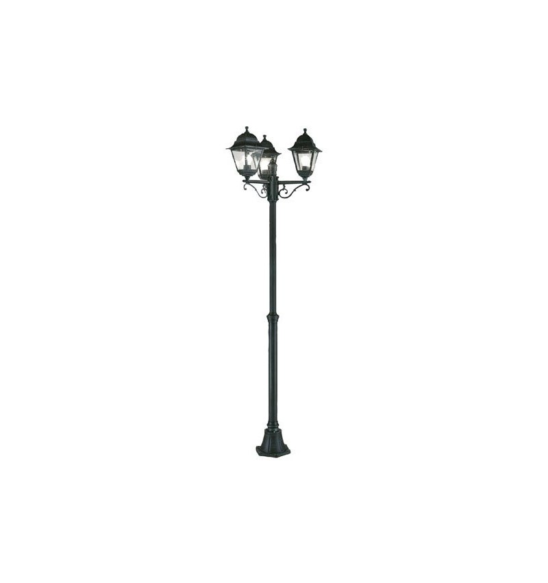 Farol Jardin Extensible Con Columna 3 Faroles 2 Metros  Negro