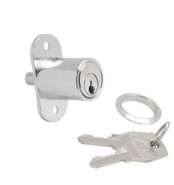 Cerradura Puerta Corredera Pulsador 147/27 mm.  Cromado