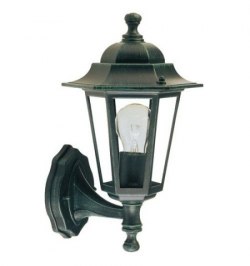 Farol Jardín Hexagonal Verde Soporte Bajo