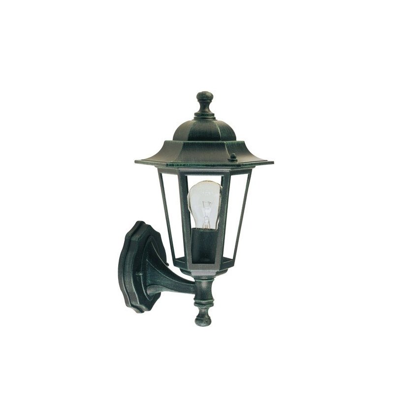 Farol Jardín Hexagonal Verde Soporte Bajo