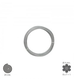 Cable Galvanizado    4 mm. (Rollo 25 Metros) No Elevacion