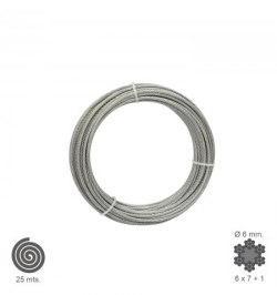Cable Galvanizado    6 mm. (Rollo 25 Metros) No Elevacion