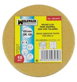 Lija Recambio Madera Taladro Ø 125 mm. Grano 120 (10 Piezas)