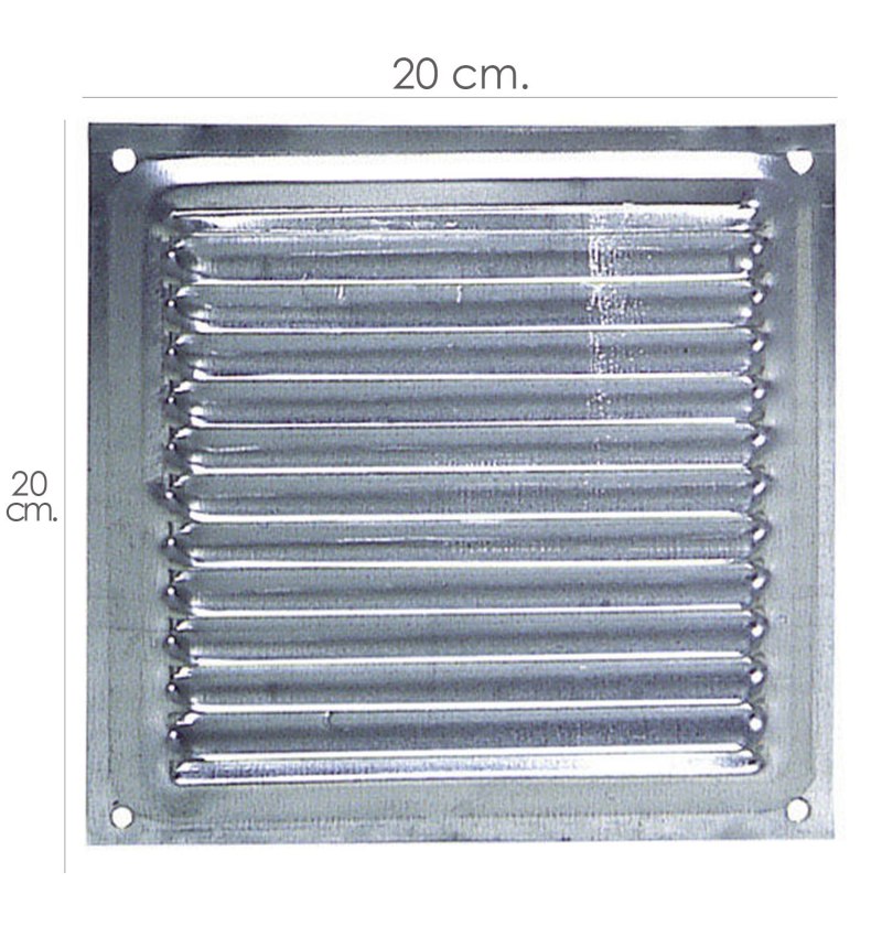 Rejilla Ventilación Atornillar  20x20 cm. Aluminio