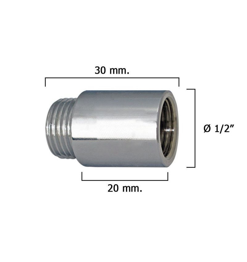 Alargadera Redonda Cromo  1/2" x 20