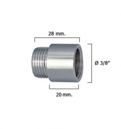 Alargadera Redonda Cromo  3/8" x 20