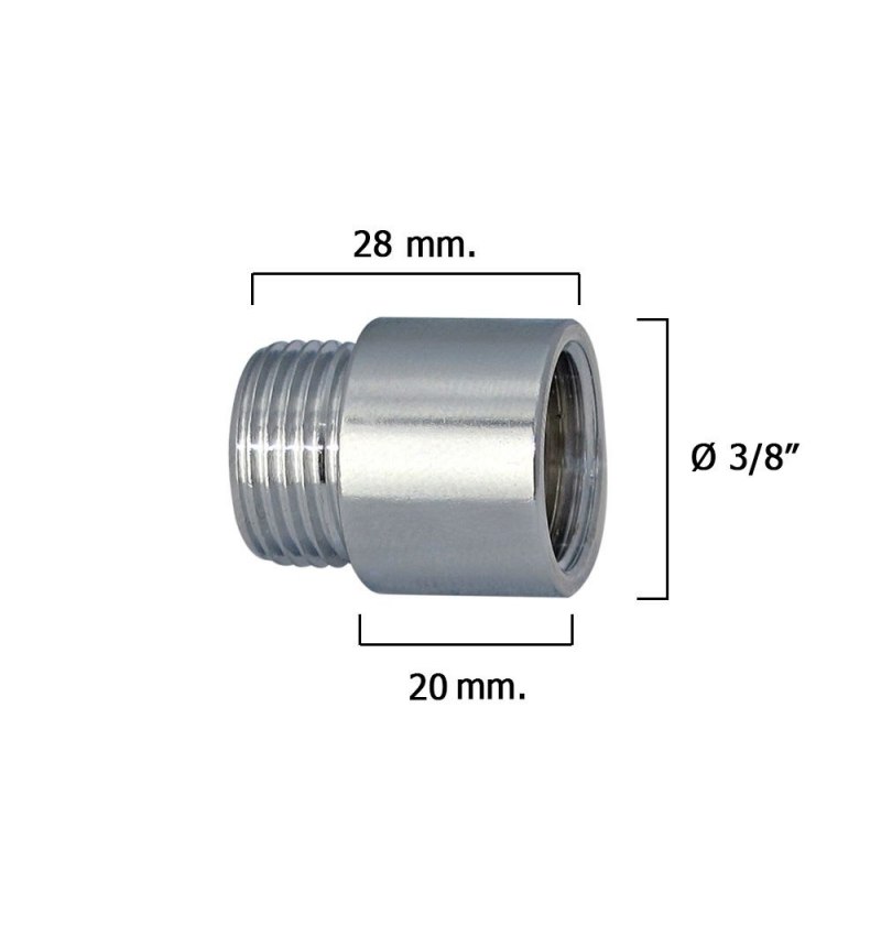 Alargadera Redonda Cromo  3/8" x 20