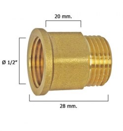 Alargadera Hexagonal Pulida 1/2x20