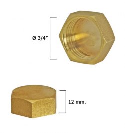 Tapon Ciego Hembra Laton 3/4"