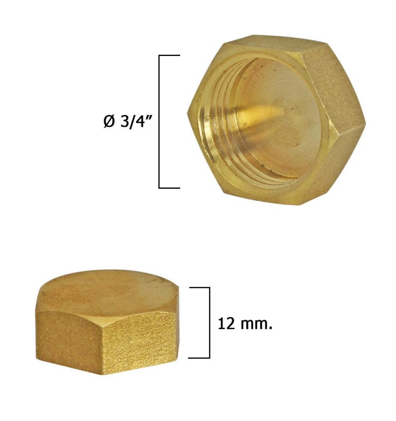 Tapon Ciego Hembra Laton 3/4"
