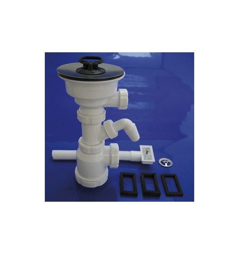 Sifon Botella Extensible T-2ER  1  1/2 con Rebosadero, Valvula y Tapón