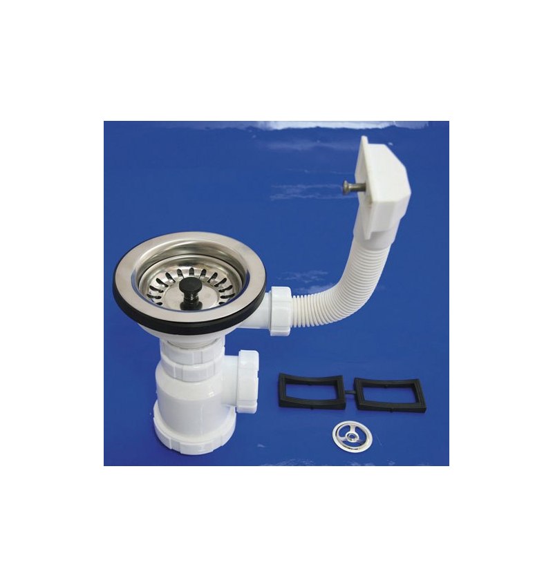 Sifon Botella T-2-CR  1 1/2 con  Rebosadero y  Válvula Cesta.