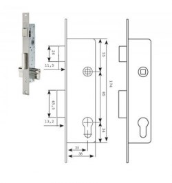 Cerradura Tesa 2210/38/ssi Sin cerradero Sin escudo