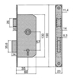 Cerradura Ucem 6134-hl/45
