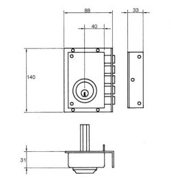Cerradura Jis  242           11x7 Derecha