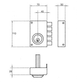 Cerradura Jis  233           11x7/ Derecha